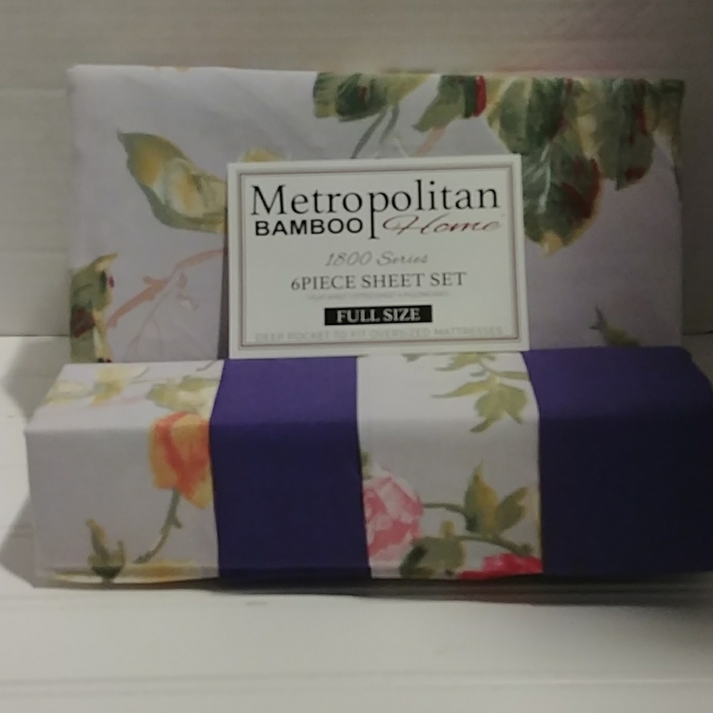 Metropolitan Bamboo Purple Floral Full Size Sheets